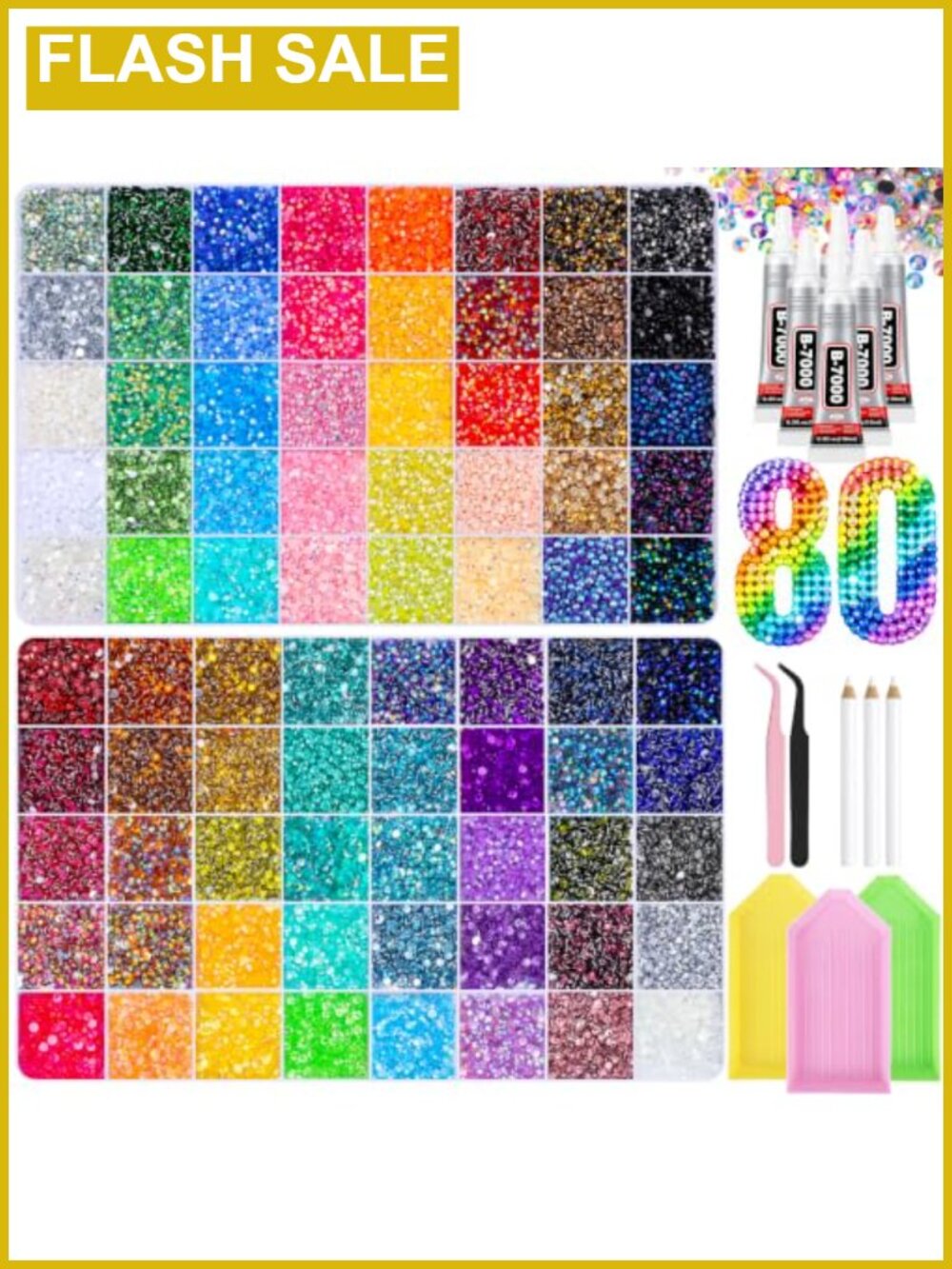 64000Pcs 80 Colors Bedazzling Kit with Rhinestones & Tools